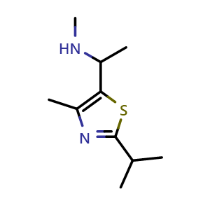 Chemical structure of 1-(2-Isopropyl-4-methyl-5-thiazolyl)-N-methylethanamine , CAS 1249202-21-8, AChemBlock AD261300
