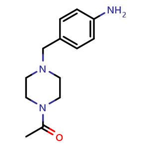 Chemical structure of 1-[4-(4-Aminobenzyl)-1-piperazinyl]ethanone , CAS 934601-25-9, AChemBlock AD261306