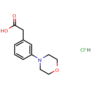 Chemical structure of 3-Morpholinophenylacetic acid hydrochloride , CAS 1607326-61-3, AChemBlock AD261325