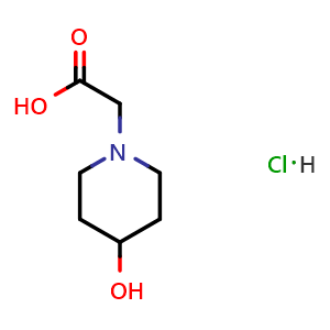 Chemical structure of 2-(4-Hydroxy-1-piperidyl)acetic acid hydrochloride , CAS 1181544-77-3, AChemBlock AD261340