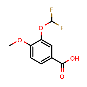 Chemical structure of 3-(Difluoromethoxy)-4-methoxybenzoic acid , CAS 162401-65-2, AChemBlock AD261345