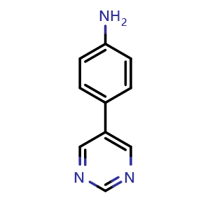 Chemical structure of 4-(5-Pyrimidinyl)aniline , CAS 69491-60-7, AChemBlock AD261355