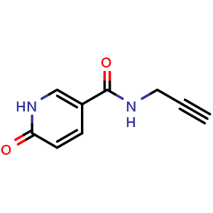 Chemical structure of 6-Oxo-N-(2-propyn-1-yl)-1,6-dihydropyridine-3-carboxamide , CAS 1040070-36-7, AChemBlock AD261364