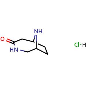 Chemical structure of 3,9-diazabicyclo[4.2.1]nonan-4-one hydrochloride , CAS 2044722-91-8, AChemBlock AD261401