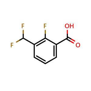 Chemical structure of 3-(Difluoromethyl)-2-fluorobenzoic acid , CAS 1780810-87-8, AChemBlock AD261402