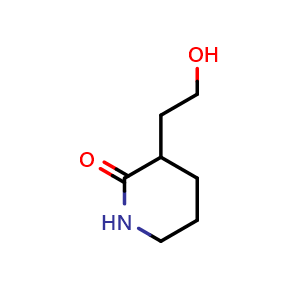 Chemical structure of 3-(2-Hydroxyethyl)piperidin-2-one , CAS 907175-90-0, AChemBlock AD261403