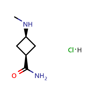 Chemical structure of cis-3-(Methylamino)cyclobutanecarboxamide hydrochloride , CAS 2044705-78-2, AChemBlock AD261406