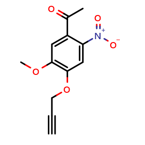 Chemical structure of 5'-Methoxy-2'-nitro-4'-(2-propyn-1-yloxy)acetophenone , CAS 1255792-04-1, AChemBlock AD261415