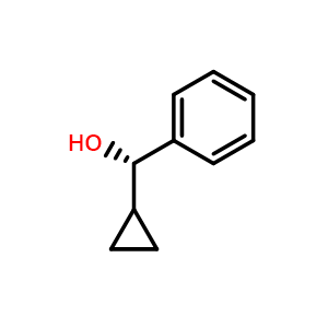 Chemical structure of (S)-Alpha-cyclopropylbenzyl alcohol , CAS 110548-56-6, AChemBlock AD261416