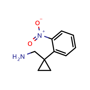 Chemical structure of 1-(2-Nitrophenyl)cyclopropanemethanamine , CAS 886366-03-6, AChemBlock AD261419