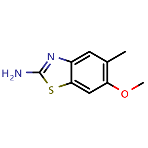 Chemical structure of 2-Amino-6-methoxy-5-methylbenzothiazole , CAS 1403665-90-6, AChemBlock AD261432
