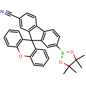 Chemical structure of 2-Cyanospiro[fluorene-9,9'-xanthen]-7-ylboronic acid pinacol ester , CAS 2259843-44-0, AChemBlock AD261433