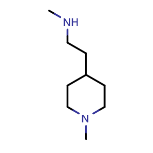 Chemical structure of N-Methyl-2-(1-methyl-4-piperidyl)ethanamine , CAS 625438-09-7, AChemBlock AD261436