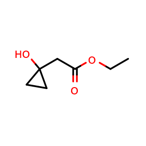 Chemical structure of Ethyl 2-(1-hydroxycyclopropyl)acetate , CAS 344324-92-1, AChemBlock AD261438