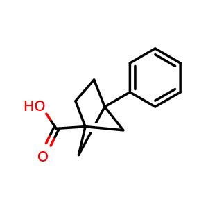 Chemical structure of 4-Phenylbicyclo[2.1.1]hexane-1-carboxylic acid , CAS 2167179-03-3, AChemBlock AD261445