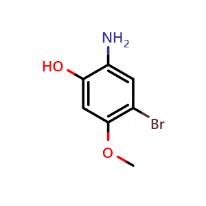 Chemical structure of 2-Amino-4-bromo-5-methoxyphenol , CAS 1935059-89-4, AChemBlock AD261452
