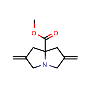 Chemical structure of Methyl 2,6-dimethylenehexahydro-1H-pyrrolizine-7a-carboxylate , CAS 2829286-73-7, AChemBlock AD261463