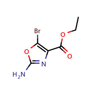 Chemical structure of Ethyl 2-amino-5-bromooxazole-4-carboxylate , CAS 914347-40-3, AChemBlock AD261475