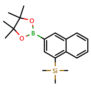 Chemical structure of 4-(Trimethylsilyl)naphthalene-2-boronic acid pinacol ester , CAS 2740613-03-8, AChemBlock AD261481
