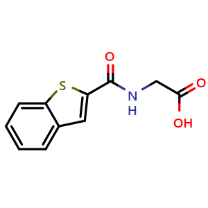 Chemical structure of 2-(Benzothiophene-2-carboxamido)acetic acid , CAS 57601-43-1, AChemBlock AD261505