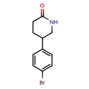 Chemical structure of 5-(4-Bromophenyl)-2-piperidone , CAS 946076-73-9, AChemBlock AD261508