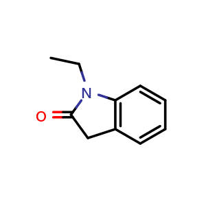 Chemical structure of 1-Ethylindolin-2-one , CAS 61-28-9, AChemBlock AD261520