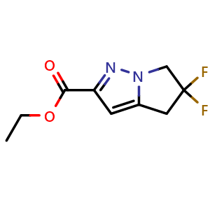 Chemical structure of Ethyl 5,5-difluoro-5,6-dihydro-4H-pyrrolo[1,2-b]pyrazole-2-carboxylate , CAS 2375650-82-9, AChemBlock AD261521