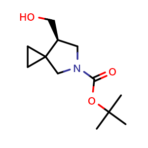 Chemical structure of (R)-(5-Boc-5-azaspiro[2.4]heptan-7-yl)methanol , CAS 2382063-81-0, AChemBlock AD261548
