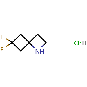Chemical structure of 6,6-Difluoro-1-azaspiro[3.3]heptane hydrochloride , CAS 2913266-99-4, AChemBlock AD261552