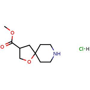 Chemical structure of Methyl 1-oxa-8-azaspiro[4.5]decane-3-carboxylate hydrochloride , CAS 2260937-51-5, AChemBlock AD261558