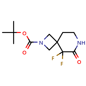 Chemical structure of 2-Boc-5,5-difluoro-2,7-diazaspiro[3.5]nonan-6-one , CAS 3037412-26-0, AChemBlock AD261561