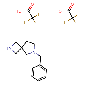 Chemical structure of 6-Benzyl-2,6-diazaspiro[3.4]octane bis(trifluoroacetate) , CAS 2408974-37-6, AChemBlock AD261571