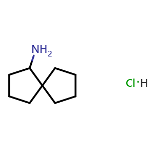 Chemical structure of Spiro[4.4]nonan-1-amine hydrochloride , CAS 3028193-91-8, AChemBlock AD261575