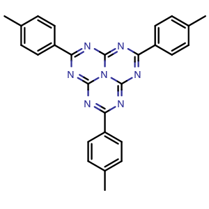 Chemical structure of 2,5,8-Tri-p-tolyl-1,3,3a1,4,6,7,9-heptaazaphenalene , CAS 881735-81-5, AChemBlock AD261581
