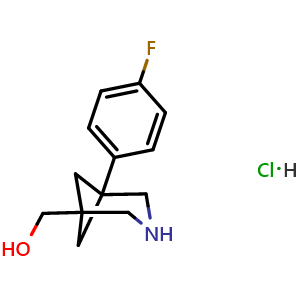 Chemical structure of [5-(4-Fluorophenyl)-3-azabicyclo[3.1.1]heptan-1-yl]methanol hydrochloride , CAS 2503204-60-0, AChemBlock AD261587