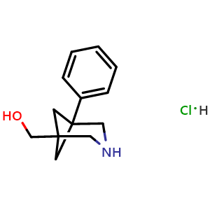 Chemical structure of (5-Phenyl-3-azabicyclo[3.1.1]heptan-1-yl)methanol hydrochloride , CAS 2490398-44-0, AChemBlock AD261592