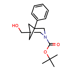 Chemical structure of (3-Boc-5-phenyl-3-azabicyclo[3.1.1]heptan-1-yl)methanol , CAS 2567495-65-0, AChemBlock AD261593
