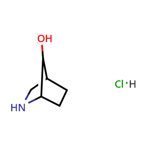 Chemical structure of 2-Azabicyclo[2.2.1]heptan-7-ol hydrochloride , CAS 2205503-86-0, AChemBlock AD261598