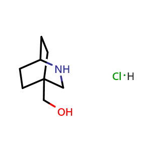 Chemical structure of 2-Azabicyclo[2.2.2]octan-4-ylmethanol hydrochloride , CAS 21933-20-0, AChemBlock AD261599