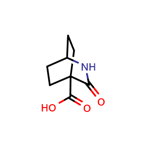 Chemical structure of 3-Oxo-2-azabicyclo[2.2.2]octane-4-carboxylic acid , CAS 1379192-35-4, AChemBlock AD261600