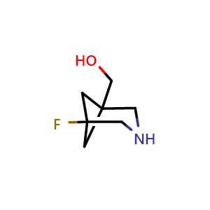 Chemical structure of (5-Fluoro-3-azabicyclo[3.1.1]heptan-1-yl)methanol , CAS 2375269-44-4, AChemBlock AD261613