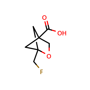 Chemical structure of 1-(Fluoromethyl)-2-oxabicyclo[2.1.1]hexane-4-carboxylic acid , CAS 2253631-32-0, AChemBlock AD261615