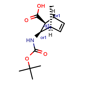 Chemical structure of (1R,2S,3R,4S)-rel-3-(Boc-amino)bicyclo[2.2.1]hept-5-ene-2-carboxylic acid , CAS 148257-12-9, AChemBlock AD261637