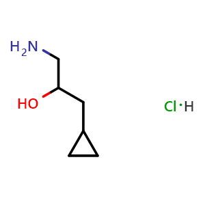 Chemical structure of 1-Amino-3-cyclopropyl-2-propanol hydrochloride , CAS 2694735-00-5, AChemBlock AD261683
