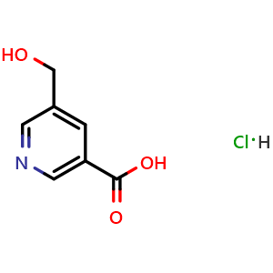 Chemical structure of 5-(Hydroxymethyl)nicotinic acid hydrochloride , CAS 2551118-34-2, AChemBlock AD261687