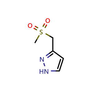 Chemical structure of 3-[(Methylsulfonyl)methyl]-1H-pyrazole , CAS 1956365-20-0, AChemBlock AD261695