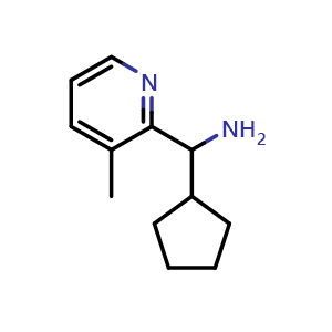 Chemical structure of Cyclopentyl(3-methyl-2-pyridyl)methanamine , CAS 1250429-50-5, AChemBlock AD261701