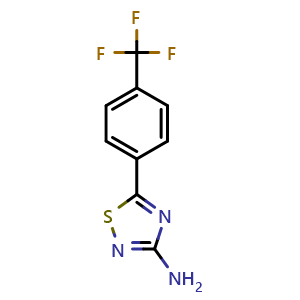 Chemical structure of 5-[4-(Trifluoromethyl)phenyl]-1,2,4-thiadiazol-3-amine , CAS 1343936-75-3, AChemBlock AD261703