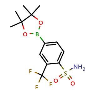 Chemical structure of 4-Sulfamoyl-3-(trifluoromethyl)phenylboronic acid pinacol ester , CAS 1864801-79-5, AChemBlock AD261704