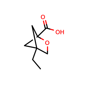Chemical structure of 4-Ethyl-2-oxabicyclo[2.1.1]hexane-1-carboxylic acid , CAS 2445786-48-9, AChemBlock AD261708